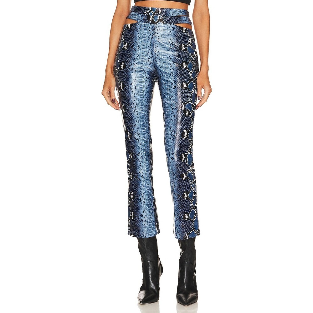 Camila Coelho Cecile Pants Small Snake blue black Python faux leather